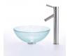 Kraus C-GV-500-14-12mm-1002SN Broken Glass 14" Vessel Sink And Sheven Faucet Satin Nickel