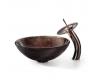 Kraus C-GV-580-12mm-10ORB Copper Illusion Glass Vessel Sink And Waterfall Faucet Oil Rubbed Bronze