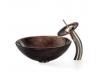 Kraus C-GV-580-12mm-10SN Copper Illusion Glass Vessel Sink And Waterfall Faucet Satin Nickel