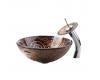 Kraus C-GV-650-19mm-10CH Chrome Luna Glass Vessel Sink And Waterfall Faucet Kraus C-GV-650-19mm-10CH Chrome Luna Glass Vessel Sink And Waterfall Faucet
