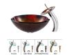 Kraus C-GV-680-19mm-10CH Chrome Mercury Glass Vessel Sink And Waterfall Faucet