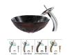 Kraus C-GV-681-19mm-10CH Chrome Magma Glass Vessel Sink And Waterfall Faucet Kraus C-GV-681-19mm-10CH Chrome Magma Glass Vessel Sink And Waterfall Faucet