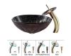 Kraus C-GV-681-19mm-10G Magma Glass Vessel Sink And Waterfall Faucet Gold
