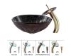 Kraus C-GV-681-19mm-10G Magma Glass Vessel Sink And Waterfall Faucet Gold Kraus C-GV-681-19mm-10G Magma Glass Vessel Sink And Waterfall Faucet Gold