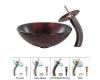 Kraus C-GV-682-12mm-10ORB Saturn Glass Vessel Sink And Waterfall Faucet Oil Rubbed Bronze