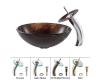 Kraus C-GV-683-12mm-10CH Chrome Jupiter Glass Vessel Sink And Waterfall Faucet