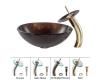 Kraus C-GV-683-12mm-10G Jupiter Glass Vessel Sink And Waterfall Faucet Gold Kraus C-GV-683-12mm-10G Jupiter Glass Vessel Sink And Waterfall Faucet Gold