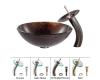 Kraus C-GV-683-12mm-10ORB Jupiter Glass Vessel Sink And Waterfall Faucet Oil Rubbed Bronze