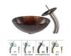Kraus C-GV-683-12mm-10SN Jupiter Glass Vessel Sink And Waterfall Faucet Satin Nickel Kraus C-GV-683-12mm-10SN Jupiter Glass Vessel Sink And Waterfall Faucet Satin Nickel