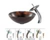 Kraus C-GV-684-12mm-10CH Chrome Pluto Glass Vessel Sink And Waterfall Faucet