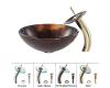 Kraus C-GV-684-12mm-10G Pluto Glass Vessel Sink And Waterfall Faucet Gold Kraus C-GV-684-12mm-10G Pluto Glass Vessel Sink And Waterfall Faucet Gold