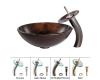 Kraus C-GV-684-12mm-10ORB Pluto Glass Vessel Sink And Waterfall Faucet Oil Rubbed Bronze