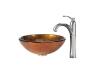 Kraus C-GV-690-19mm-1005CH Chrome Triton Glass Vessel Sink And Riviera Faucet