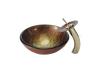 Kraus C-GV-690-19mm-10G Triton Glass Vessel Sink And Waterfall Faucet Gold