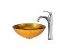 Kraus C-GV-691-19mm-1005CH Chrome Orion Glass Vessel Sink And Riviera Faucet