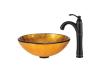 Kraus C-GV-691-19mm-1005ORB Orion Glass Vessel Sink And Riviera Faucet Oil Rubbed Bronze