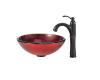 Kraus C-GV-692-19mm-1005ORB Charon Glass Vessel Sink And Riviera Faucet Oil Rubbed Bronze