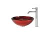 Kraus C-GV-692-19mm-1007CH Chrome Charon Glass Vessel Sink And Ramus Faucet