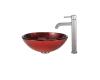 Kraus C-GV-692-19mm-1007SN Charon Glass Vessel Sink And Ramus Faucet Satin Nickel