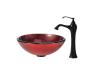 Kraus C-GV-692-19mm-15000ORB Charon Glass Vessel Sink And Ventus Faucet Oil Rubbed Bronze