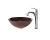 Kraus C-GV-693-19mm-1005CH Chrome Iris Glass Vessel Sink And Riviera Faucet