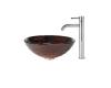 Kraus C-GV-693-19mm-1007CH Chrome Iris Glass Vessel Sink And Ramus Faucet