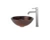 Kraus C-GV-693-19mm-1007SN Iris Glass Vessel Sink And Ramus Faucet Satin Nickel