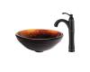 Kraus C-GV-694-19mm-1005ORB Prometheus Glass Vessel Sink And Riviera Faucet Oil Rubbed Bronze