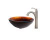 Kraus C-GV-694-19mm-1005SN Prometheus Glass Vessel Sink And Riviera Faucet Satin Nickel Kraus C-GV-694-19mm-1005SN Prometheus Glass Vessel Sink And Riviera Faucet Satin Nickel