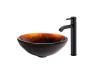 Kraus C-GV-694-19mm-1007ORB Prometheus Glass Vessel Sink And Ramus Faucet Oil Rubbed Bronze