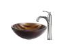 Kraus C-GV-695-19mm-1005CH Chrome Bastet Glass Vessel Sink And Riviera Faucet
