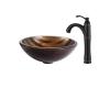 Kraus C-GV-695-19mm-1005ORB Bastet Glass Vessel Sink And Riviera Faucet Oil Rubbed Bronze