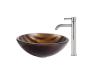 Kraus C-GV-695-19mm-1007CH Chrome Bastet Glass Vessel Sink And Ramus Faucet