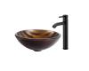 Kraus C-GV-695-19mm-1007ORB Bastet Glass Vessel Sink And Ramus Faucet Oil Rubbed Bronze