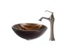 Kraus C-GV-695-19mm-15000BN Bastet Glass Vessel Sink And Ventus Faucet Brushed Nickel Kraus C-GV-695-19mm-15000BN Bastet Glass Vessel Sink And Ventus Faucet Brushed Nickel