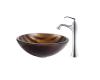 Kraus C-GV-695-19mm-15000CH Chrome Bastet Glass Vessel Sink And Ventus Faucet