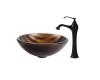 Kraus C-GV-695-19mm-15000ORB Bastet Glass Vessel Sink And Ventus Faucet Oil Rubbed Bronze