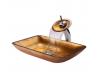 Kraus C-GVR-210-RE-10CH Chrome Golden Pearl Rectangular Glass Vessel Sink And Waterfall Faucet Kraus C-GVR-210-RE-10CH Chrome Golden Pearl Rectangular Glass Vessel Sink And Waterfall Faucet