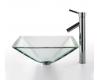 Kraus C-GVS-901-19mm-1002CH Chrome Clear Aquamarine Glass Vessel Sink And Sheven Faucet Kraus C-GVS-901-19mm-1002CH Chrome Clear Aquamarine Glass Vessel Sink And Sheven Faucet