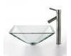 Kraus C-GVS-901-19mm-1002SN Clear Aquamarine Glass Vessel Sink And Sheven Faucet Satin Nickel Kraus C-GVS-901-19mm-1002SN Clear Aquamarine Glass Vessel Sink And Sheven Faucet Satin Nickel