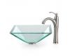 Kraus C-GVS-901-19mm-1005SN Clear Aquamarine Glass Vessel Sink And Riviera Faucet Satin Nickel Kraus C-GVS-901-19mm-1005SN Clear Aquamarine Glass Vessel Sink And Riviera Faucet Satin Nickel