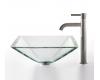 Kraus C-GVS-901-19mm-1007SN Clear Aquamarine Glass Vessel Sink And Ramus Faucet Satin Nickel Kraus C-GVS-901-19mm-1007SN Clear Aquamarine Glass Vessel Sink And Ramus Faucet Satin Nickel