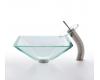 Kraus C-GVS-901-19mm-10SN Clear Aquamarine Glass Vessel Sink And Waterfall Faucet Satin Nickel Kraus C-GVS-901-19mm-10SN Clear Aquamarine Glass Vessel Sink And Waterfall Faucet Satin Nickel