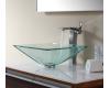 Kraus C-GVS-901-19mm-14600CH Chrome Clear Aquamarine Glass Vessel Sink And Sonus Faucet