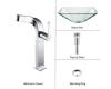 Kraus C-GVS-901-19mm-15100CH Chrome Clear Aquamarine Glass Vessel Sink And Typhon Faucet