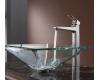 Kraus C-GVS-901-19mm-15500BN Clear Aquamarine Glass Vessel Sink And Virtus Faucet Brushed Nickel