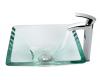 Kraus C-GVS-901-19mm-1810CH Chrome Clear Aquamarine Glass Vessel Sink And Visio Faucet Kraus C-GVS-901-19mm-1810CH Chrome Clear Aquamarine Glass Vessel Sink And Visio Faucet