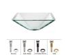 Kraus GVS-901-19mm-SN Aquamarine Square Clear Glass Vessel Bathroom Sink With Pu-Mr Satin Nickel