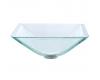 Kraus GVS-901-19mm Aquamarine Square Clear Glass Vessel Bathroom Sink