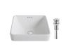 Kraus KCR-281-CH Elavo Chrome White Ceramic Square Semi-Recessed Bathroom Sink W/ Overflow & Pu Drain Kraus KCR-281-CH Elavo Chrome White Ceramic Square Semi-Recessed Bathroom Sink W/ Overflow & Pu Drain